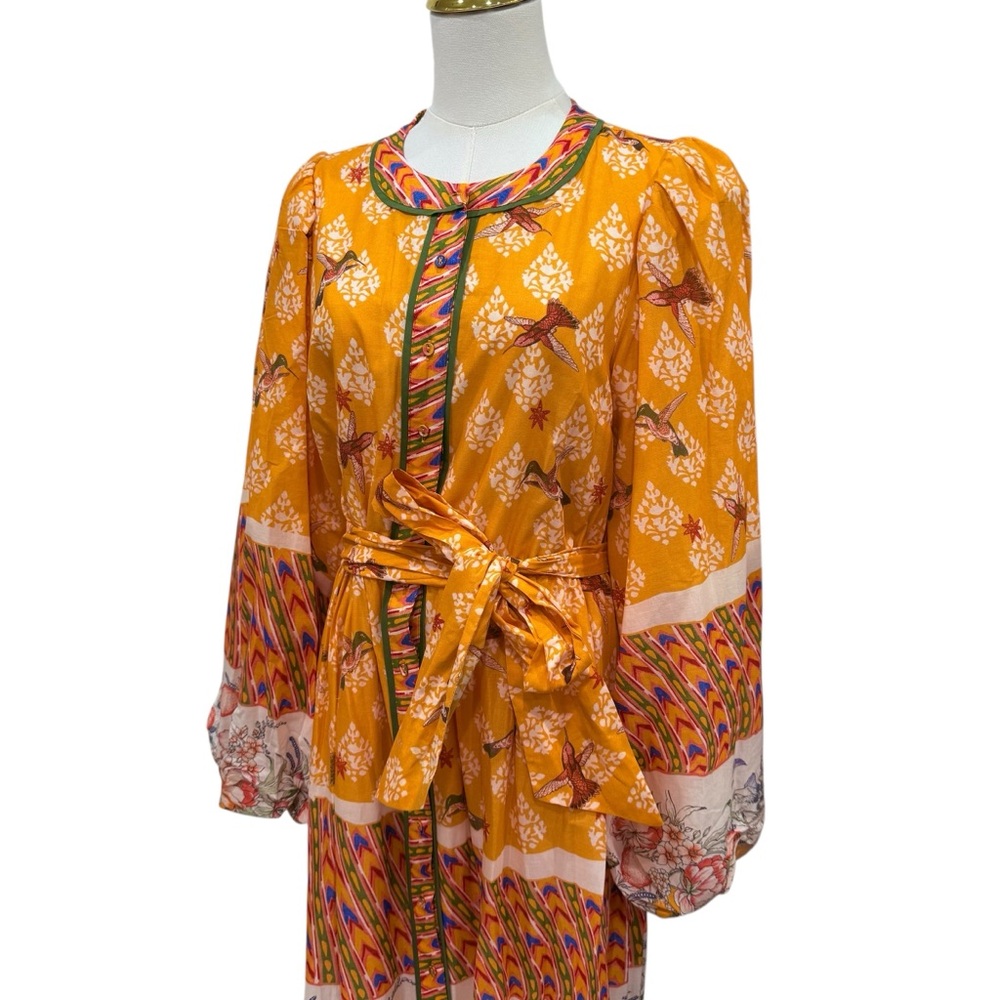 Bohemian Yellow Floral Print Maxi Dress with Tie Waist - Picture 6 of 14